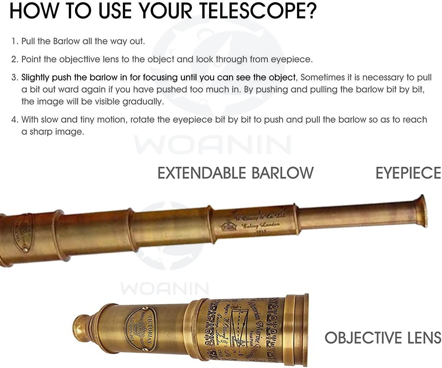 15 telescopios piratas de cristal espía vintage, telescopio pirata funcional de latón y visión clara con funda de cuero de primera calidad,