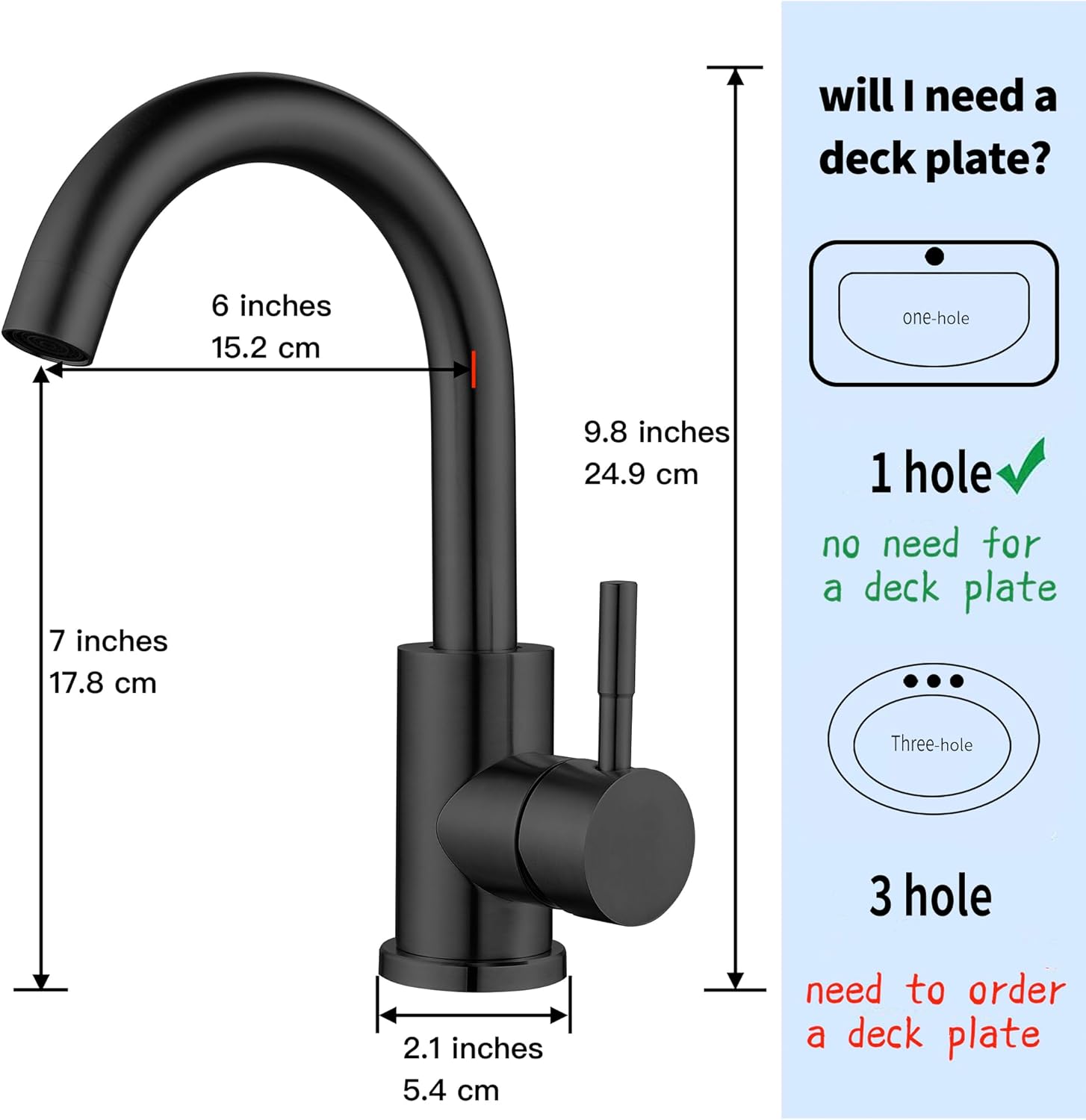 Grifo de fregadero de barra húmeda, de un solo agujero, negro mate de una sola manija para fregadero de cocina o baño, moderno grifo de fregadero de