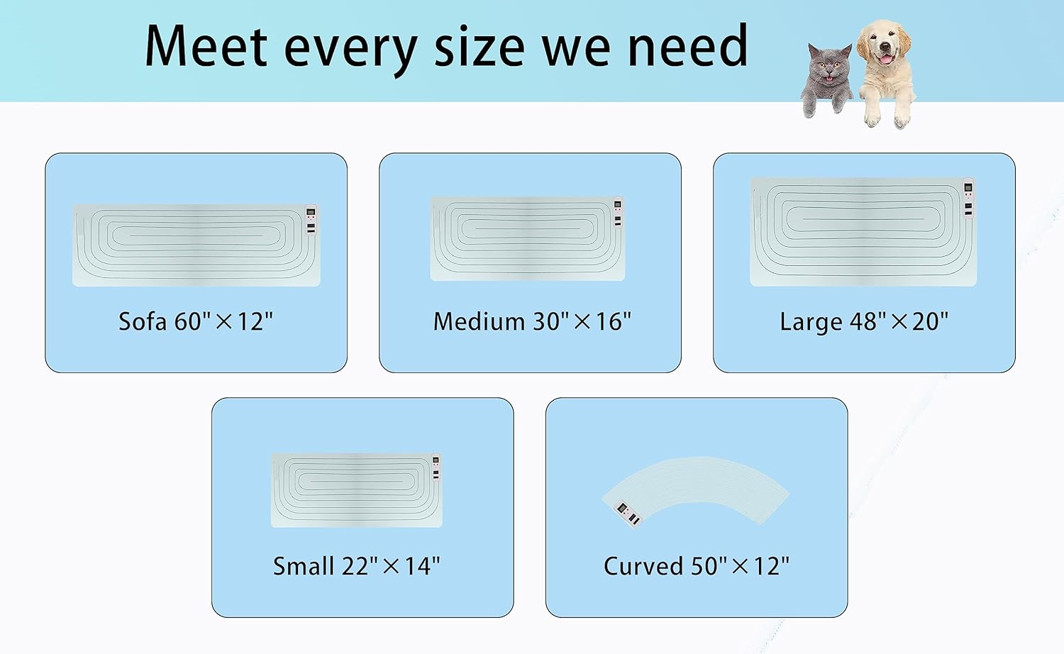 SEERWAY Scat – Alfombrilla de choque para mascotas mejorada 2 piezas de 60 x 12 pulgadas con probador, almohadillas de choque para perros y gatos