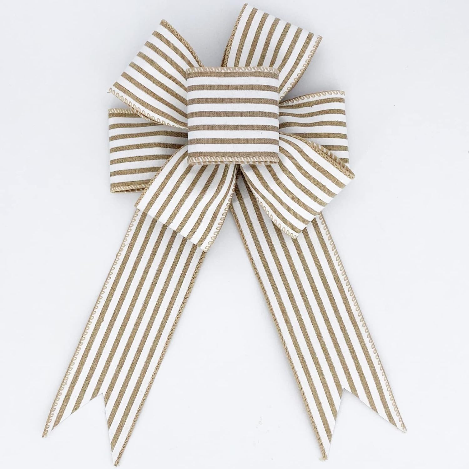 Leecogo Cinta de arpillera con alambre, 2 12 x 10 yardas, cinta rústica de rayas blancas para Pascua, Navidad, corona, primavera, verano, boda, baby