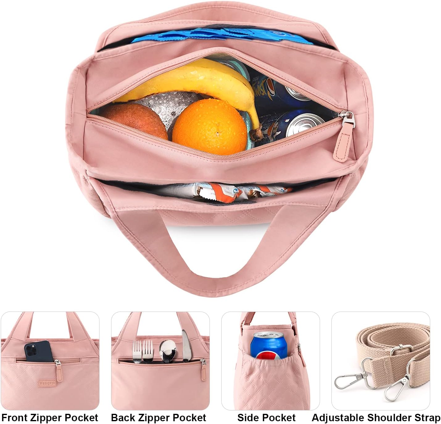 Bolsa de almuerzo para mujer, bolsa térmica de almuerzo térmica, lonchera de trabajo, bolsa de mano para preparación de comidas para adultos, bolsa