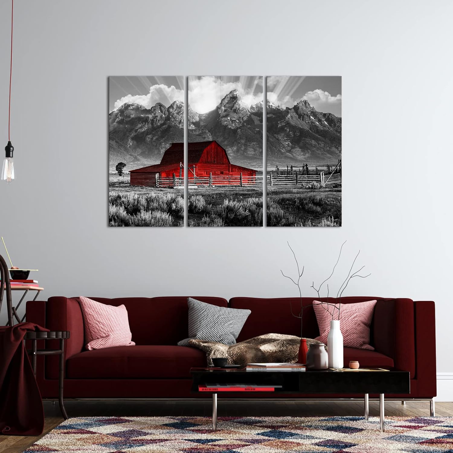 Conipit Grand Teton Pictures Wyoming – Cuadros de paisajes en blanco y negro, arte de pared de granero Moulton en blanco y negro, arte de lienzo