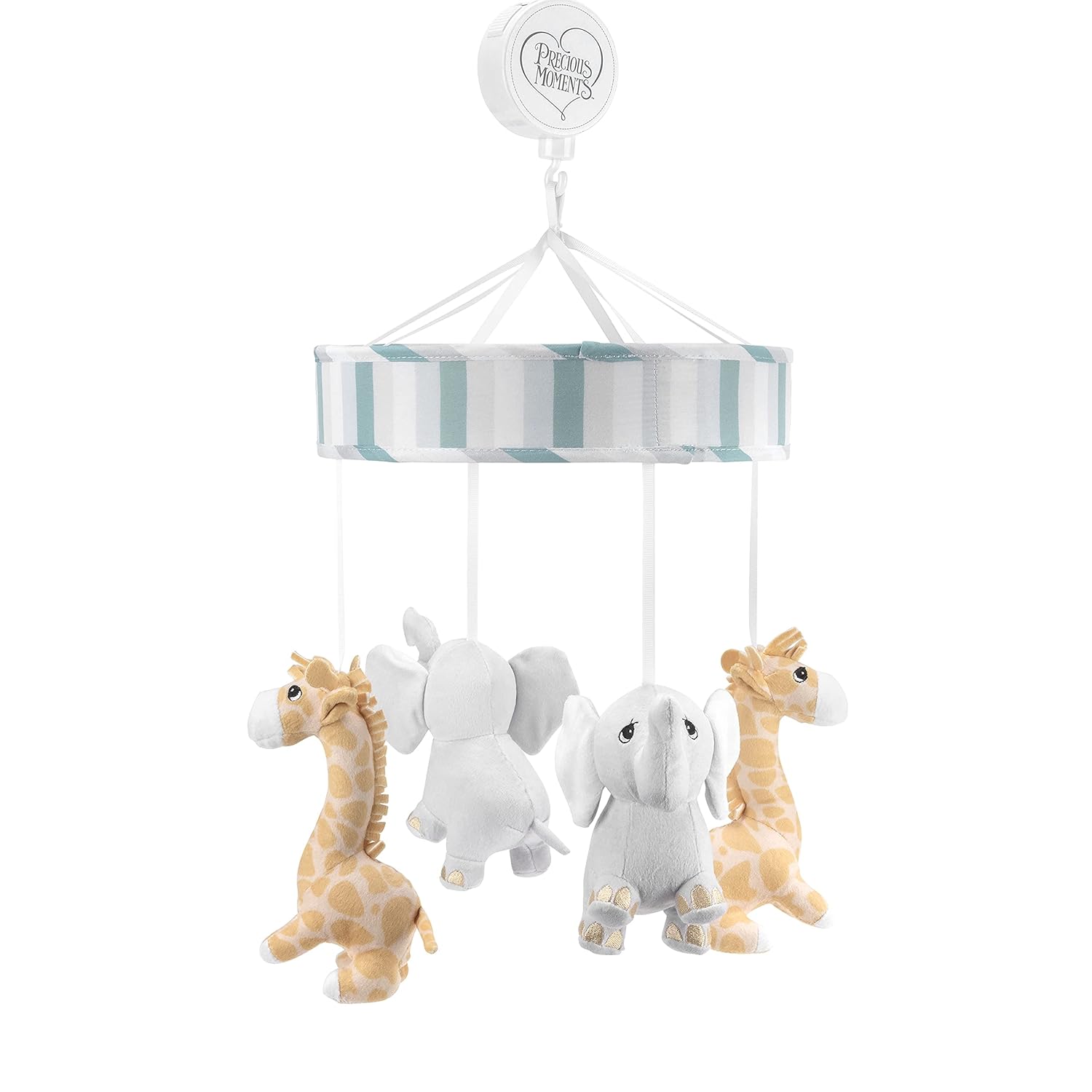 Precious Moments Noah’s Ark – Cuna musical para niños con canción de cuna suave decoración de guardería de safari de elefante y jirafa juguete de
