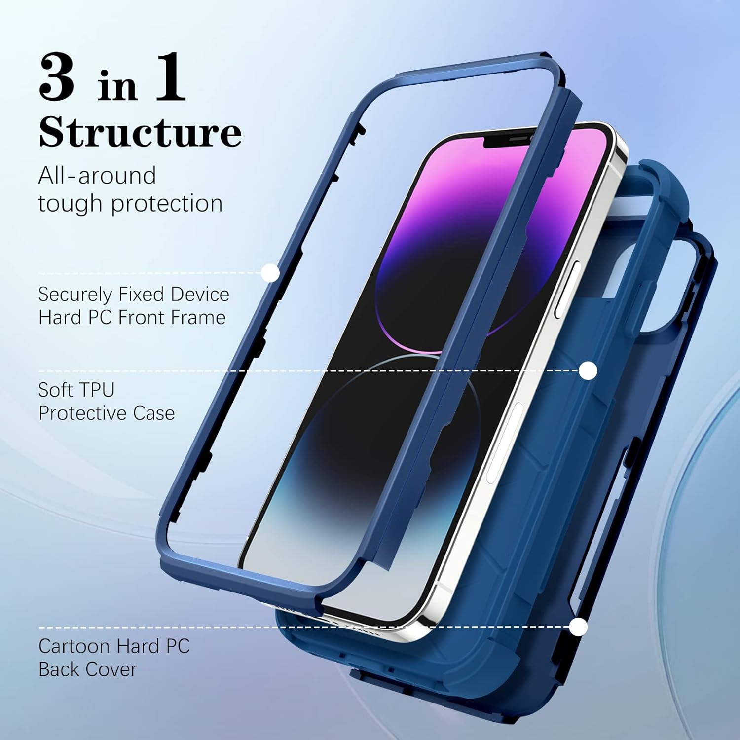 Oqplog Funda resistente para iPhone 13 Pro Max de 6.7 pulgadas para niñas, niños, mujeres, niños, linda funda dura de triple capa de dibujos