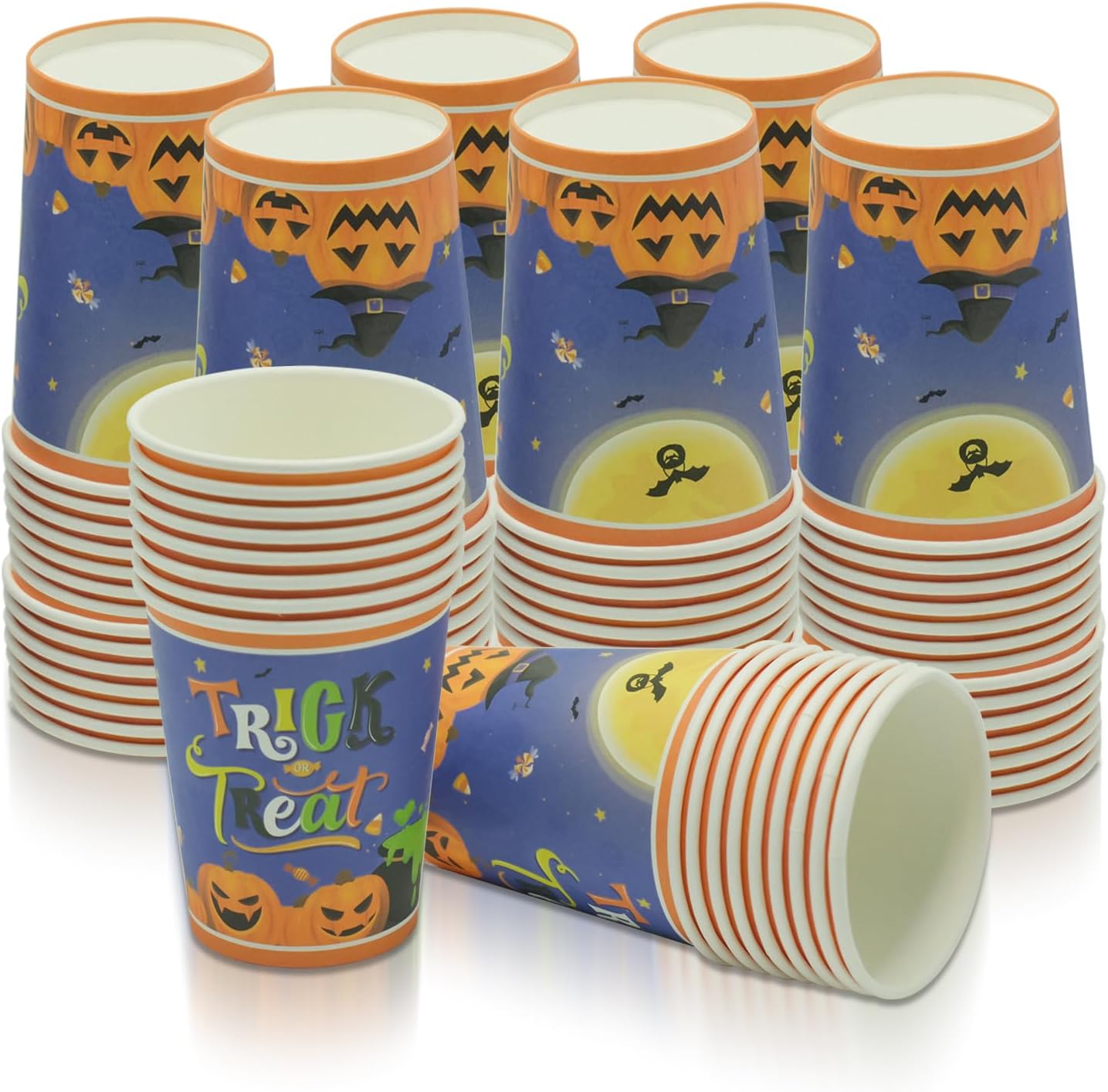 100 vasos de papel de Halloween  Vasos de bebida estilo calabaza de 9 onzas  Vasos desechables para fiesta de Halloween  Tazas de decoración de