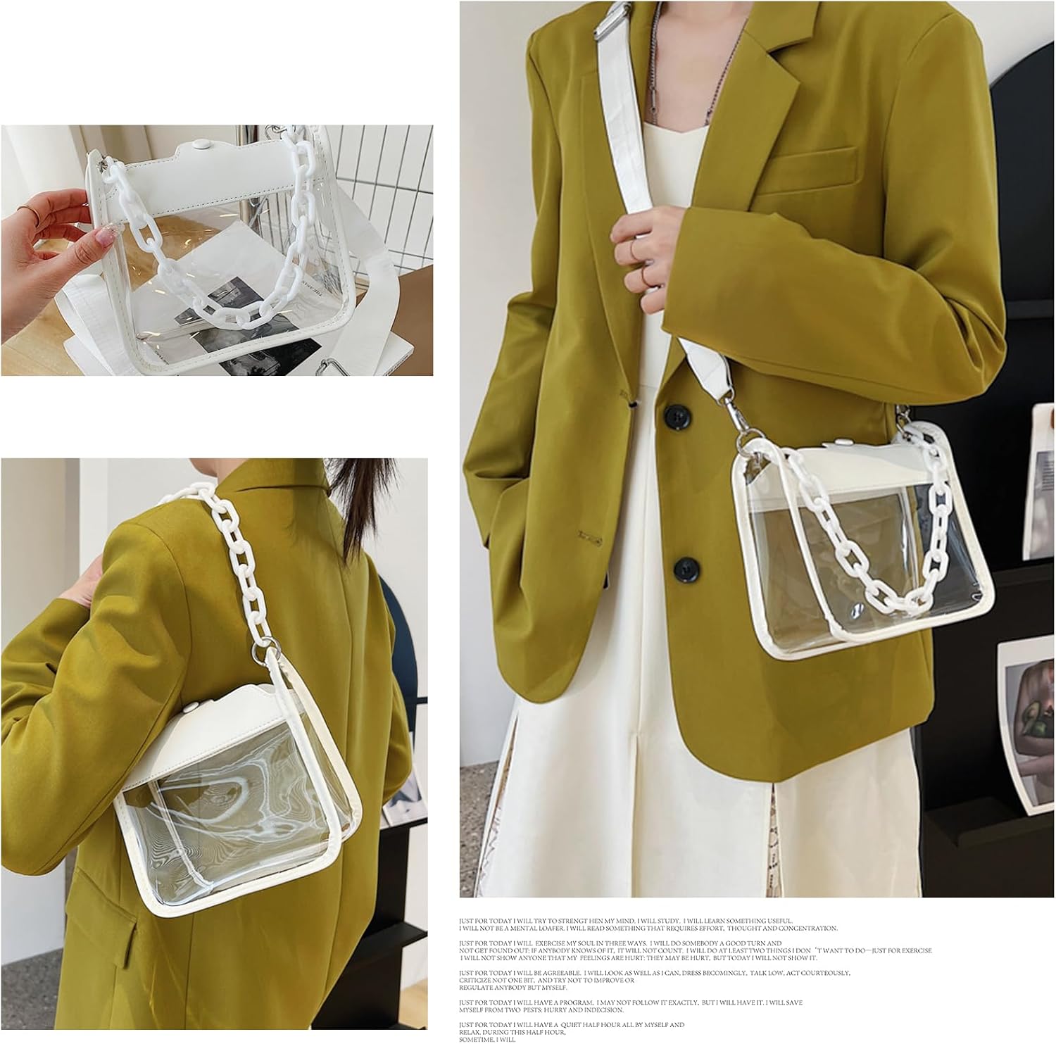Bolso cruzado transparente para mujer, bolso pequeño transparente, bolso de hombro moderno aprobado para conciertos