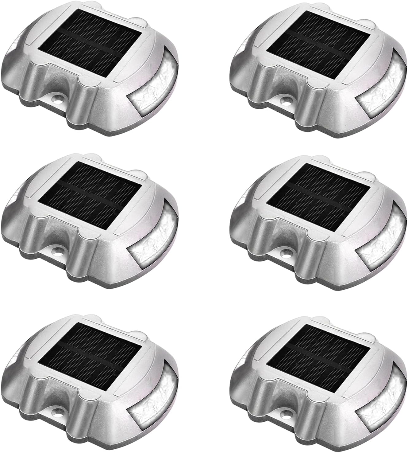 JIGUOOR Luces solares para cubierta, luces LED para entrada, luz solar para muelle para exteriores, IP68, marcadores de carretera impermeables para