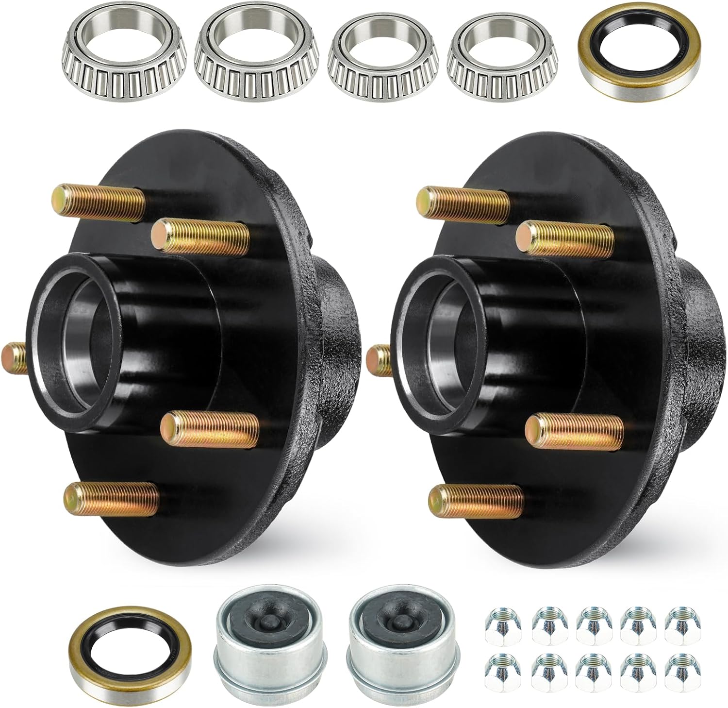 Kit de buje loco de freno de remolque, 5 agujeros, cubo de freno circular de 4.5 pulgadas para remolque de 3500 libras de ejes de 1-116 a 1-38
