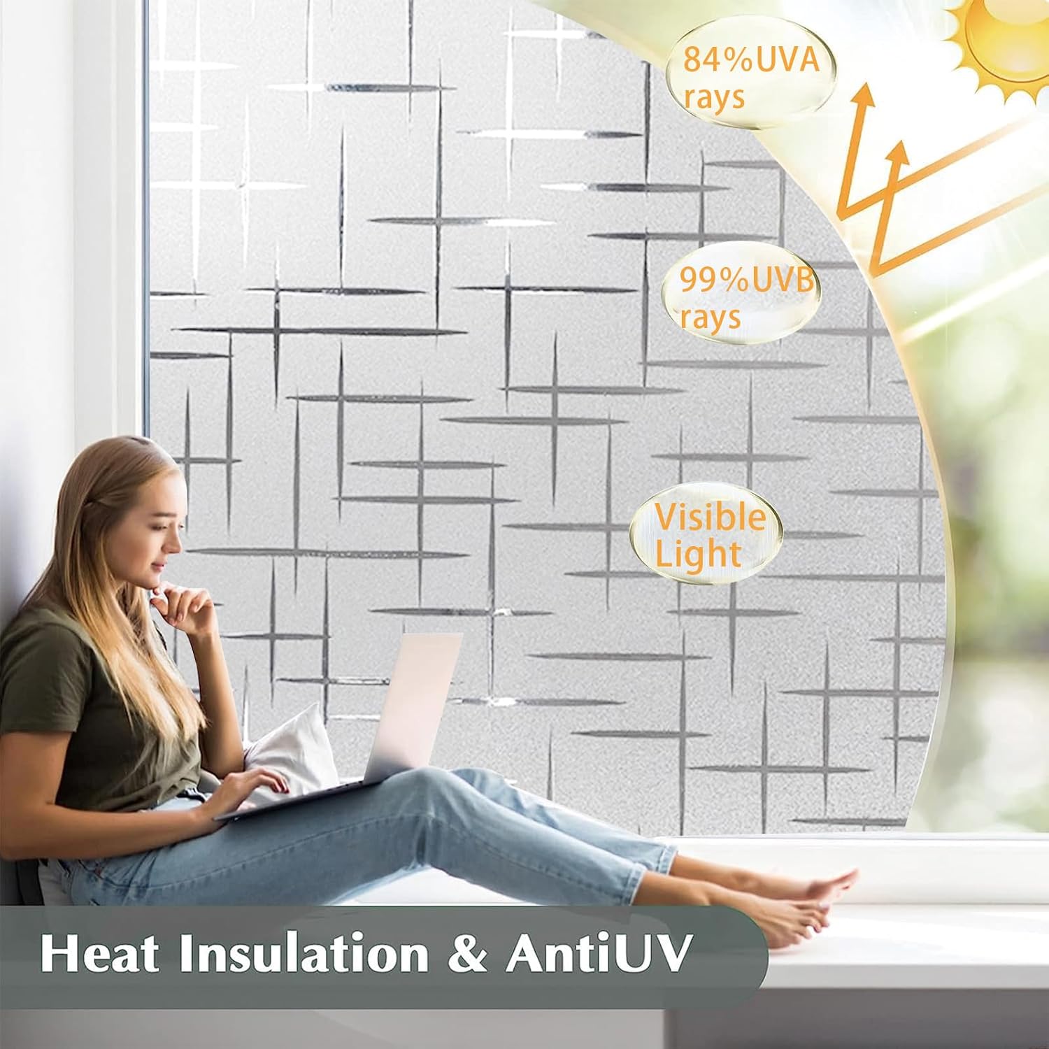 Película de privacidad para ventana, calcomanía decorativa extraíble de vidrio, vinilo 3D con bloqueo solar y UV, calcomanías para ventanas de