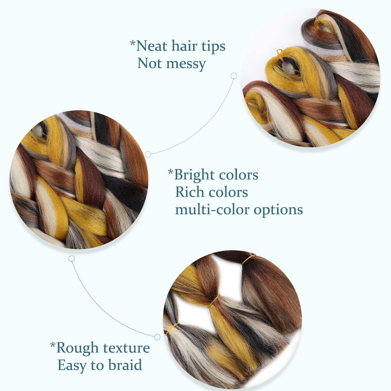 Maysa Cabello trenzado colorido de 24 pulgadas, color negro y marrón, extensiones de cabello trenzado ombré, extensiones preestiradas para niñas, 3
