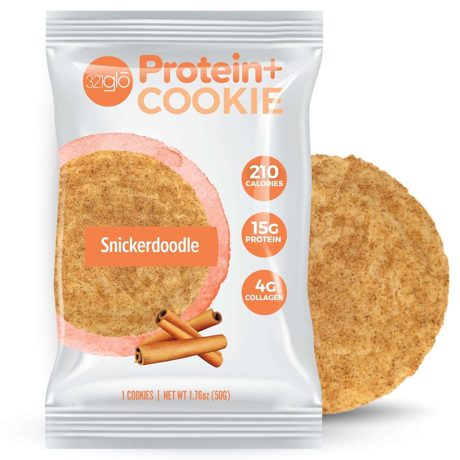 321glo Protein+ Cookies  Galletas horneadas suaves con colágeno de alto contenido en proteínas, 0.55 oz de proteína, aperitivo para hombres, mujeres