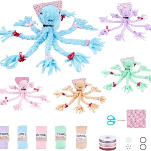 FREEBLOSS Juego de 5 toallas de pulpo para hacer muñecas, kit de manualidades de pulpo sin coser, kit creativo y divertido para manualidades sin FREEBLOSS Juego de 5 toallas de pulpo para hacer muñecas, kit de manualidades de pulpo sin coser, kit creativo y divertido para manualidades sin