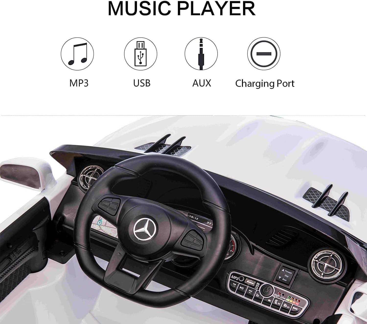 Coche eléctrico para niños de 12 V con control remoto para padres, ruedas eléctricas, 2 plazas, música, regalos de cumpleaños de Navidad para niños