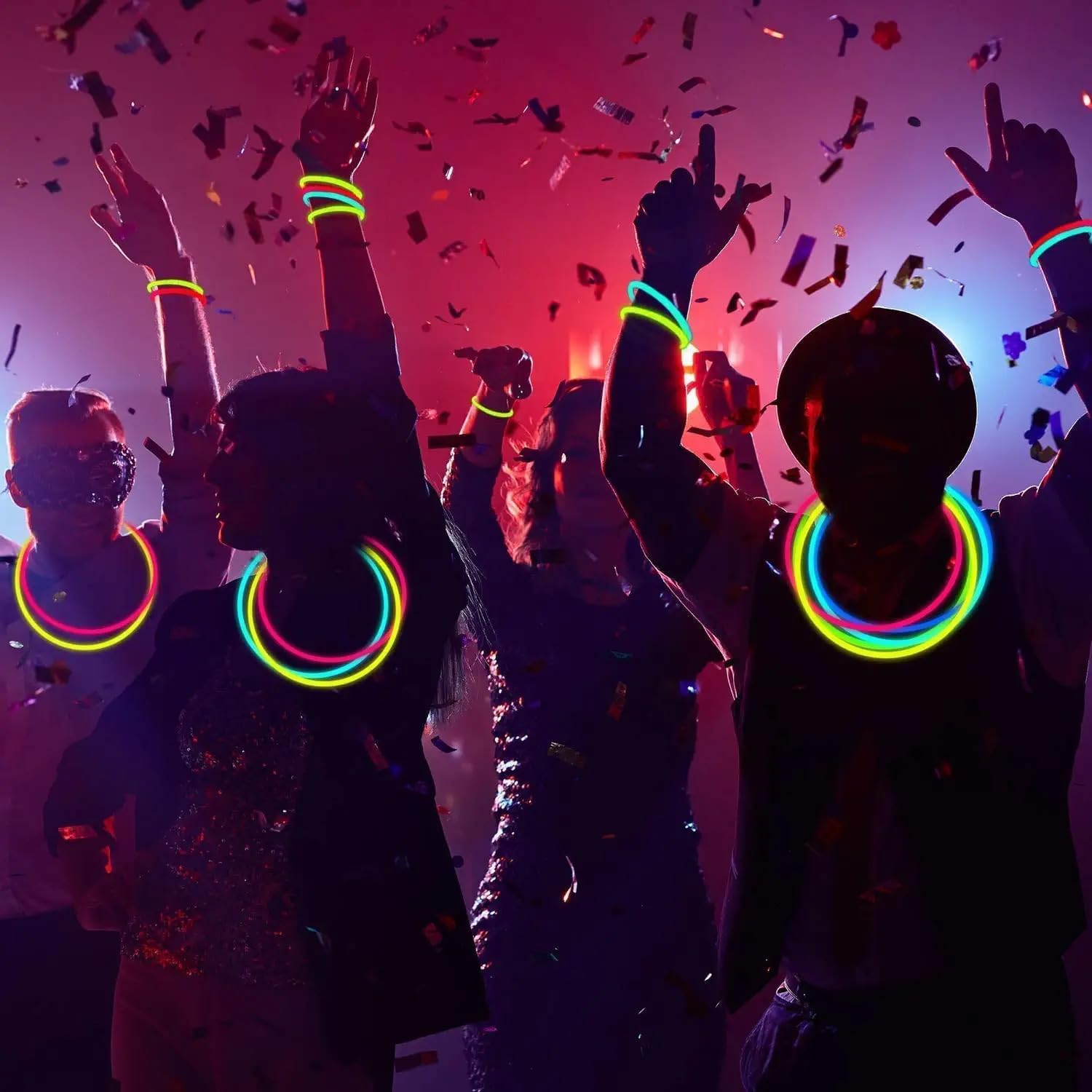 YOFOBU 300 pulseras y collares verdes que brillan en la oscuridad a granel con conectores de 8 pulgadas, barras luminosas de neón para Hawii,