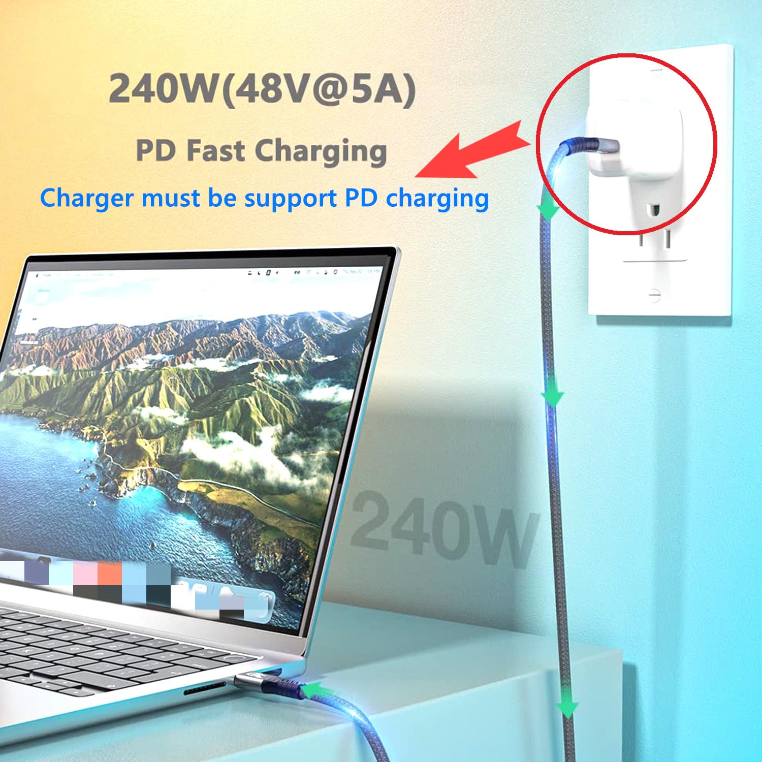 Cable USB 4 de 40 Gbps, cable USB C a USB C con pantalla HD de video 8K y carga de 240 W, compatible con Thunderbolt 34 Surface Pro, Samsung, HP,
