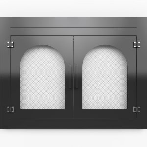 Puerta de chimenea, puertas de chimenea con pantalla y decoración de vidrio, protector de malla de hierro y paneles magnéticos, se adapta a Puerta de chimenea, puertas de chimenea con pantalla y decoración de vidrio, protector de malla de hierro y paneles magnéticos, se adapta a