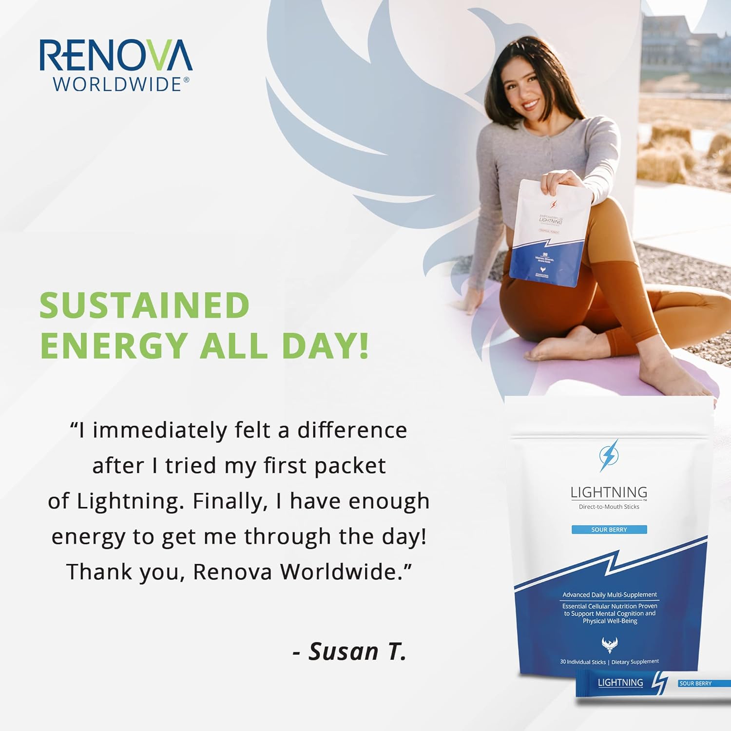 Renova Worldwide Lightning Daily Suplemento multivitamínico  Vitaminas y minerales para la función mental, apoyo energético y bienestar físico