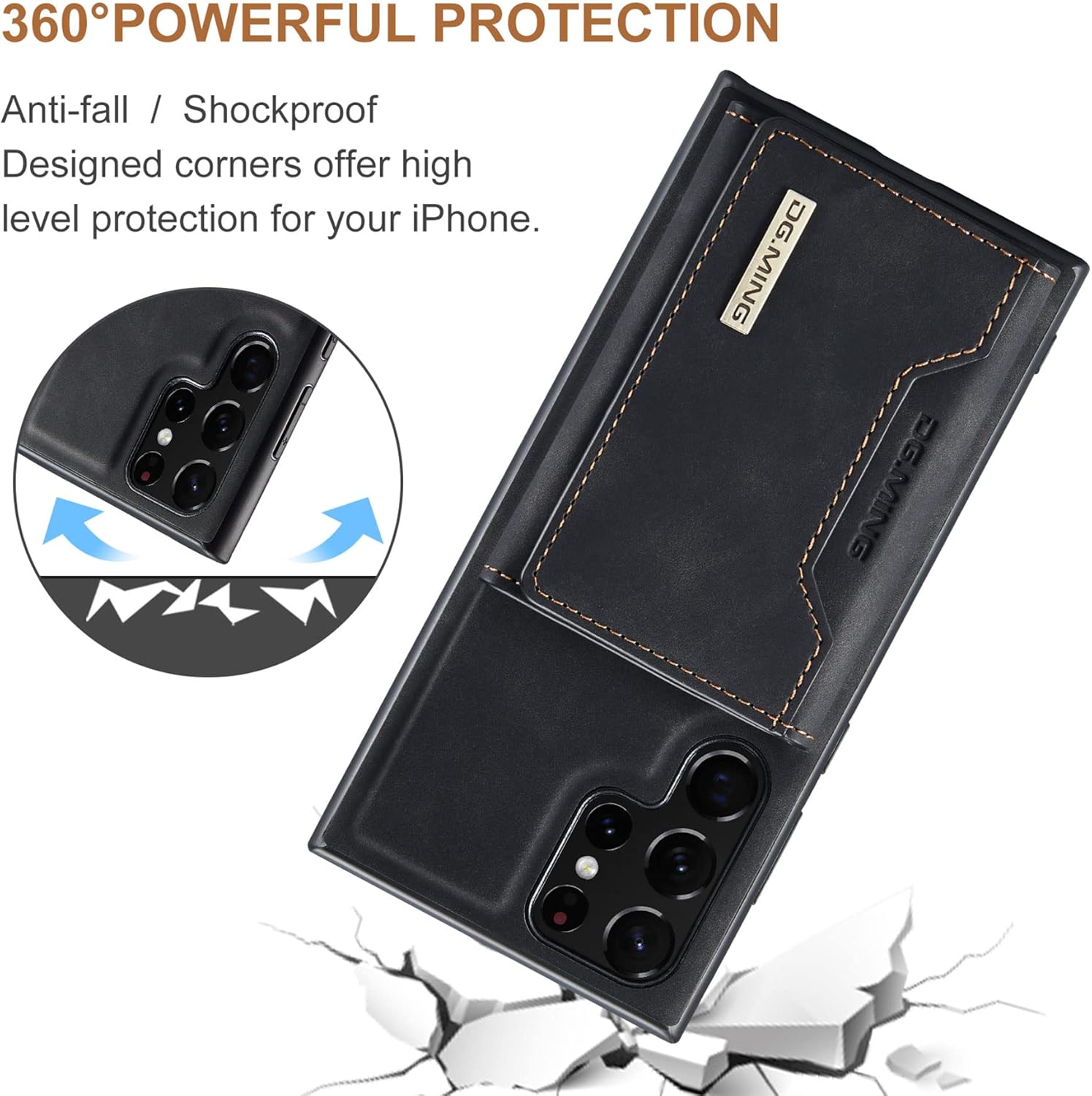 ZCDAYE Funda para Samsung Galaxy S23 Ultra con soporte, 2-1 Funda de cuero desmontable con ranuras para tarjetero Kickstand Funda protectora para