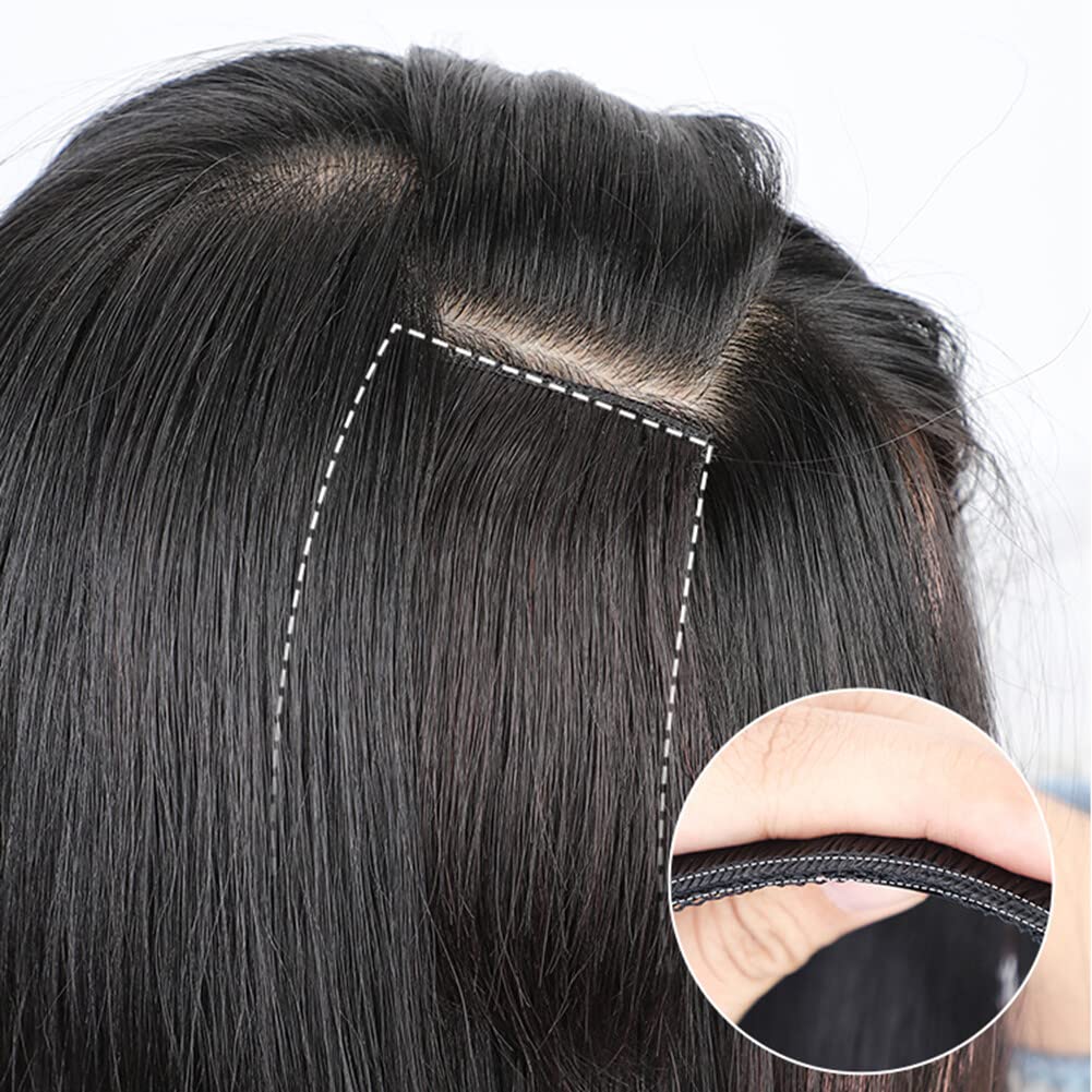 Peluca para la frente sin costuras, 2 piezas, extensión de flequillo con clip, recta, esponjosa, para mujeres con cabello fino (9.8 in, marrón