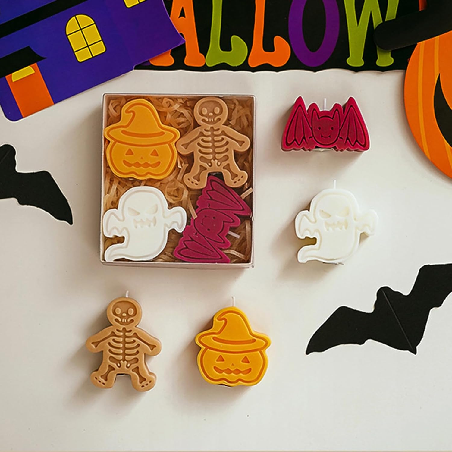 Vela perfumada de calabaza de esqueleto de Halloween creativa, fragancias divertidas y festivas, regalo de alta artesanía, caja de regalo perfumada