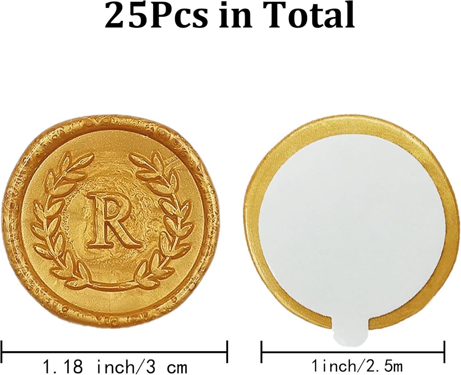 25 calcomanías adhesivas de cera con letra R doradas, hechas a mano, sin necesidad de sellar, rasgar y usar calcomanías de cera para invitaciones de