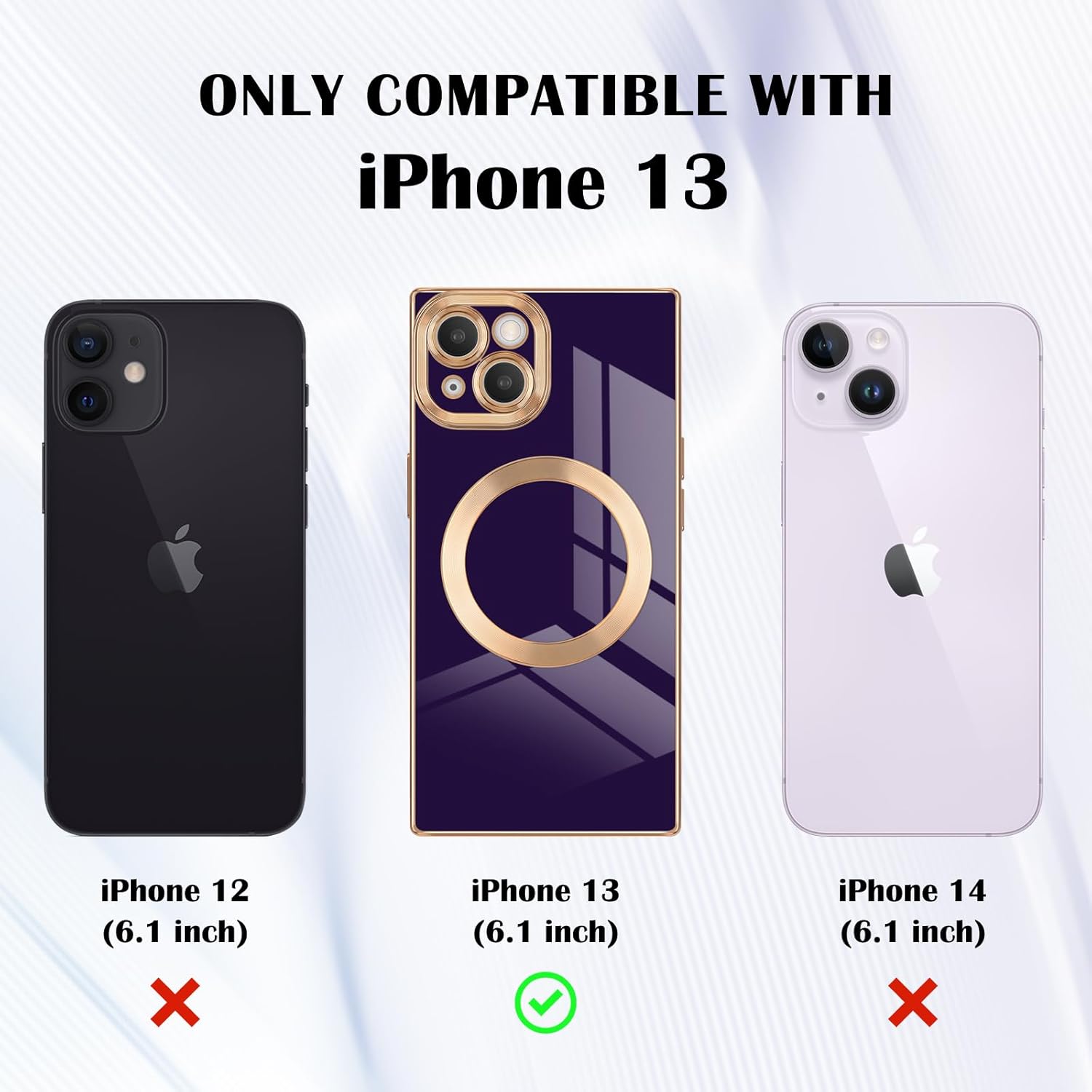 Funda magnética para iPhone 13, funda cuadrada con borde chapado de lujo con MagSafe para mujeres y hombres, TPU suave, antiarañazos, a prueba de