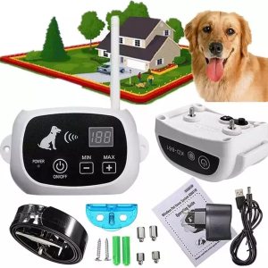 Valla inalámbrica para perros, sistema eléctrico de contención de límites para perros, rango ajustable de hasta 1640 pies, collar de entrenamiento Valla inalámbrica para perros, sistema eléctrico de contención de límites para perros, rango ajustable de hasta 1640 pies, collar de entrenamiento