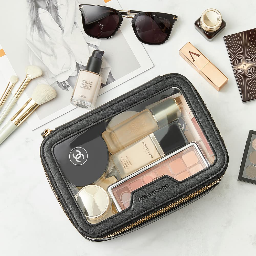 Rownyeon Estuche de maquillaje transparente para artículos de tocador, estuche de viaje para maquillaje, organizador de cosméticos portátil, bolsa