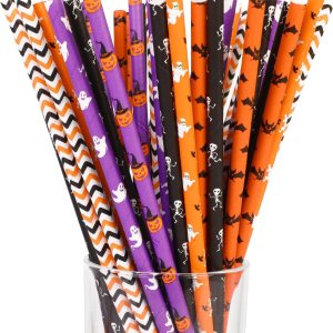 150 popotes de papel de Halloween, 6 estilos mixtos, pajitas desechables para fiestas de Halloween, suministros de decoración de fiesta de Halloween 150 popotes de papel de Halloween, 6 estilos mixtos, pajitas desechables para fiestas de Halloween, suministros de decoración de fiesta de Halloween