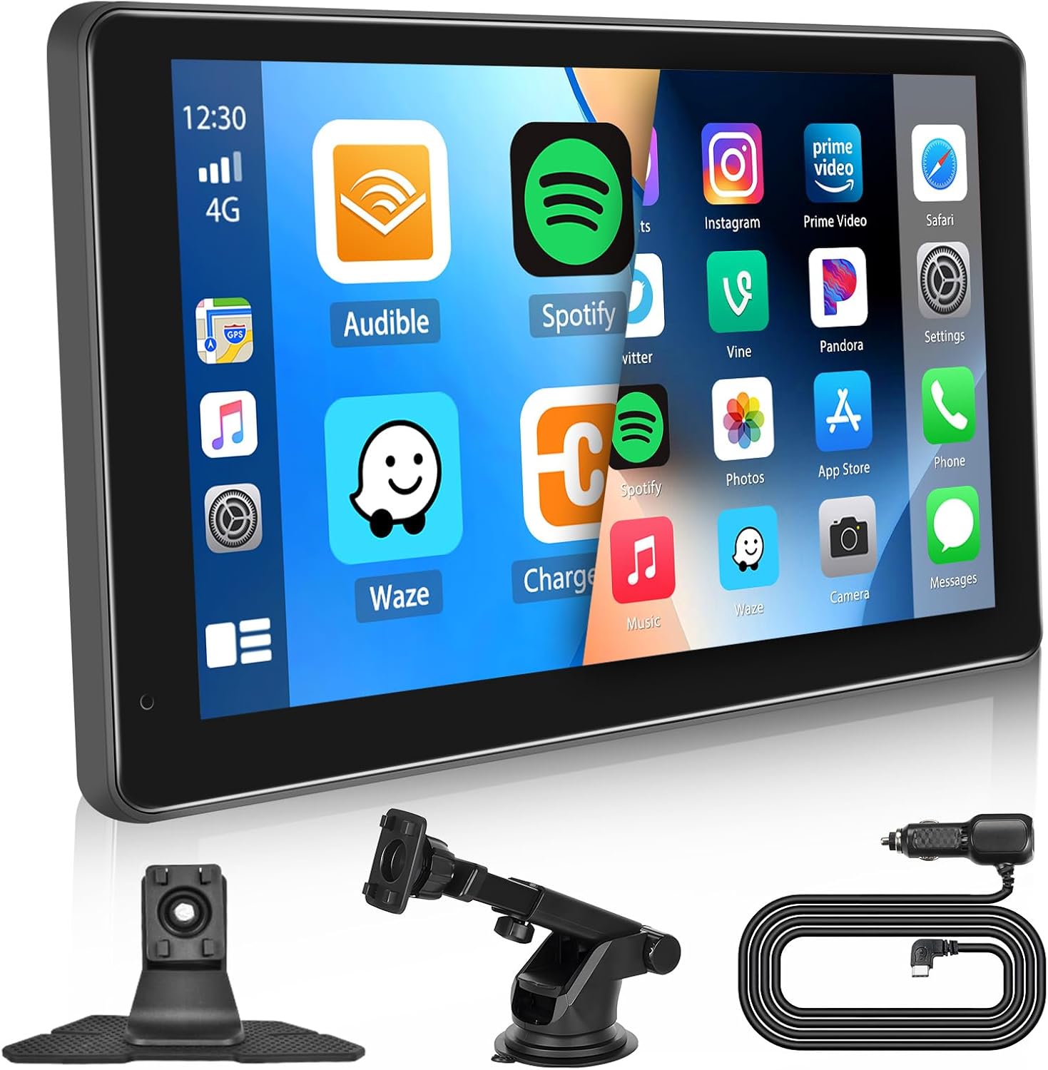 Inefala Estéreo portátil inalámbrico para automóvil Apple CarPlay de 7 pulgadas, soporte para tablero CarPlay con Android Auto, pantalla táctil Full