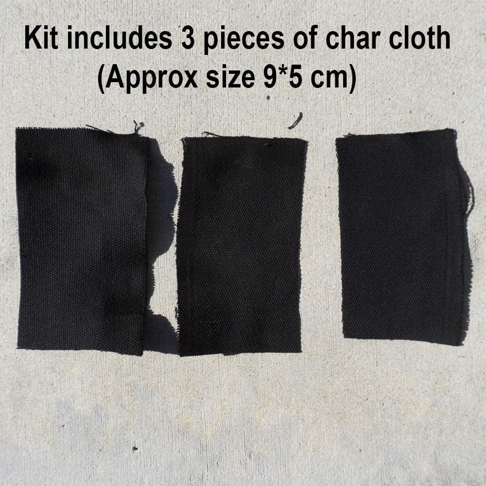 Kit de pistón de fuego con paño de carbón y yesca de emergencia de arranque de fuego de camping