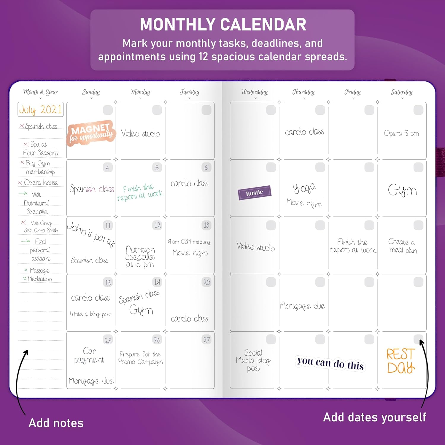 GoGirl Agenda semanal  Planificador de trabajo y vida por hora sin fecha con ranuras de tiempo  Organizador vertical para gestión diaria del tiempo