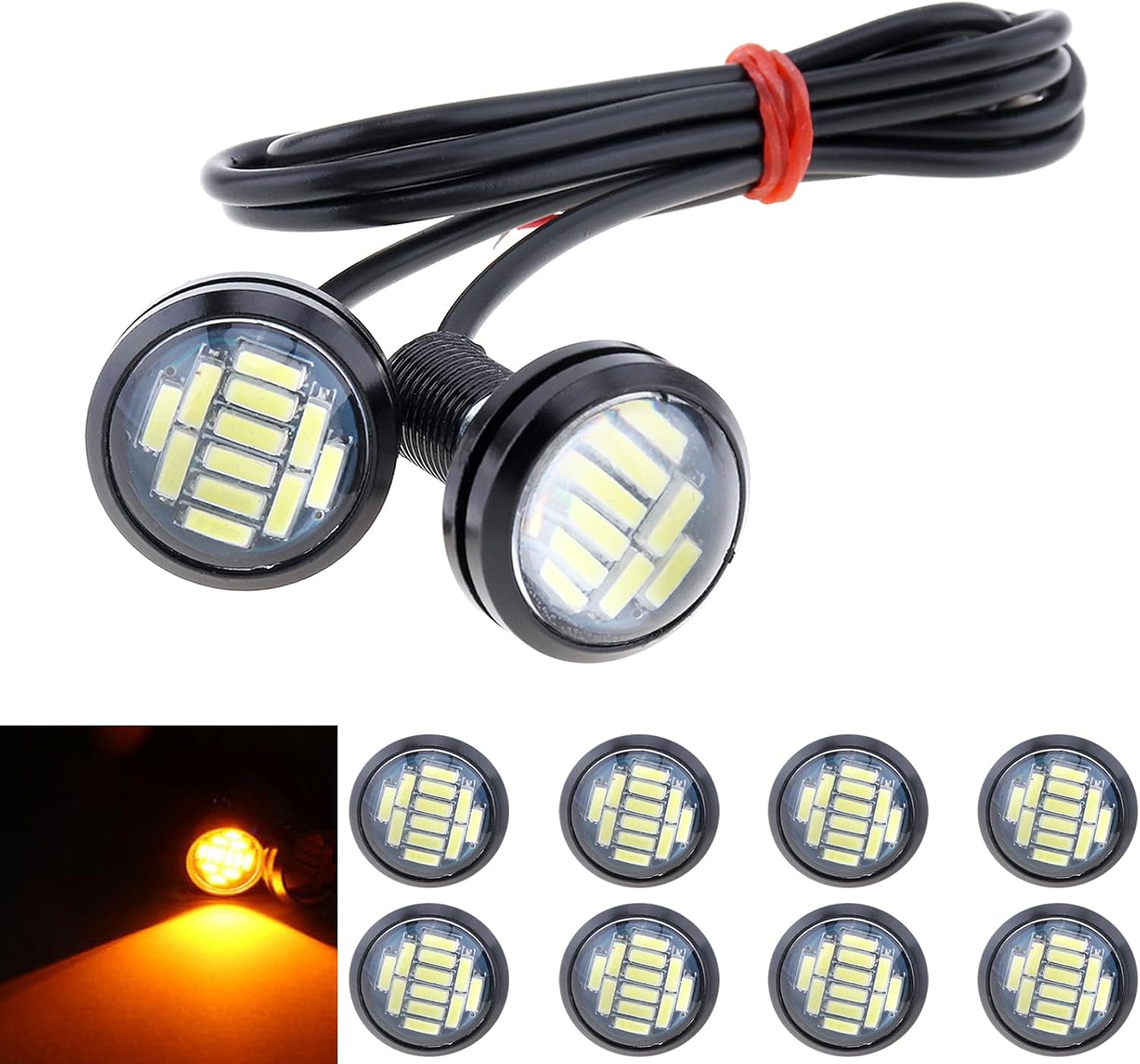10 unids 0.709 in coche Eagle Eye DRL Led diurna Correr luces LED 12V copia de seguridad reversa señal de estacionamiento lámparas de automóviles,