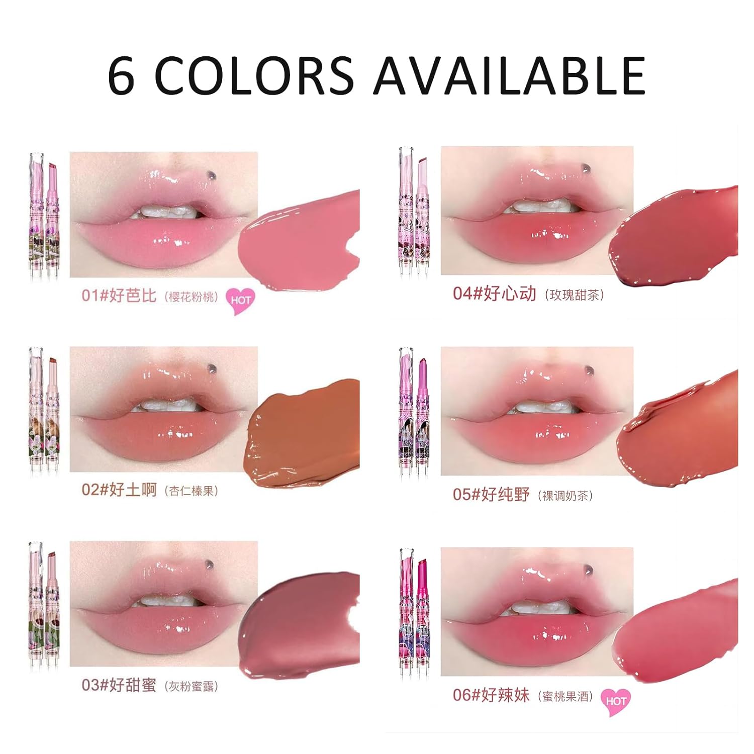 Oplviude Florette Jelly – Lápiz labial Flortte I Am Super Beauty Jelly Lipstick, lápiz labial de gelatina en forma de corazón, Florette Love Heart