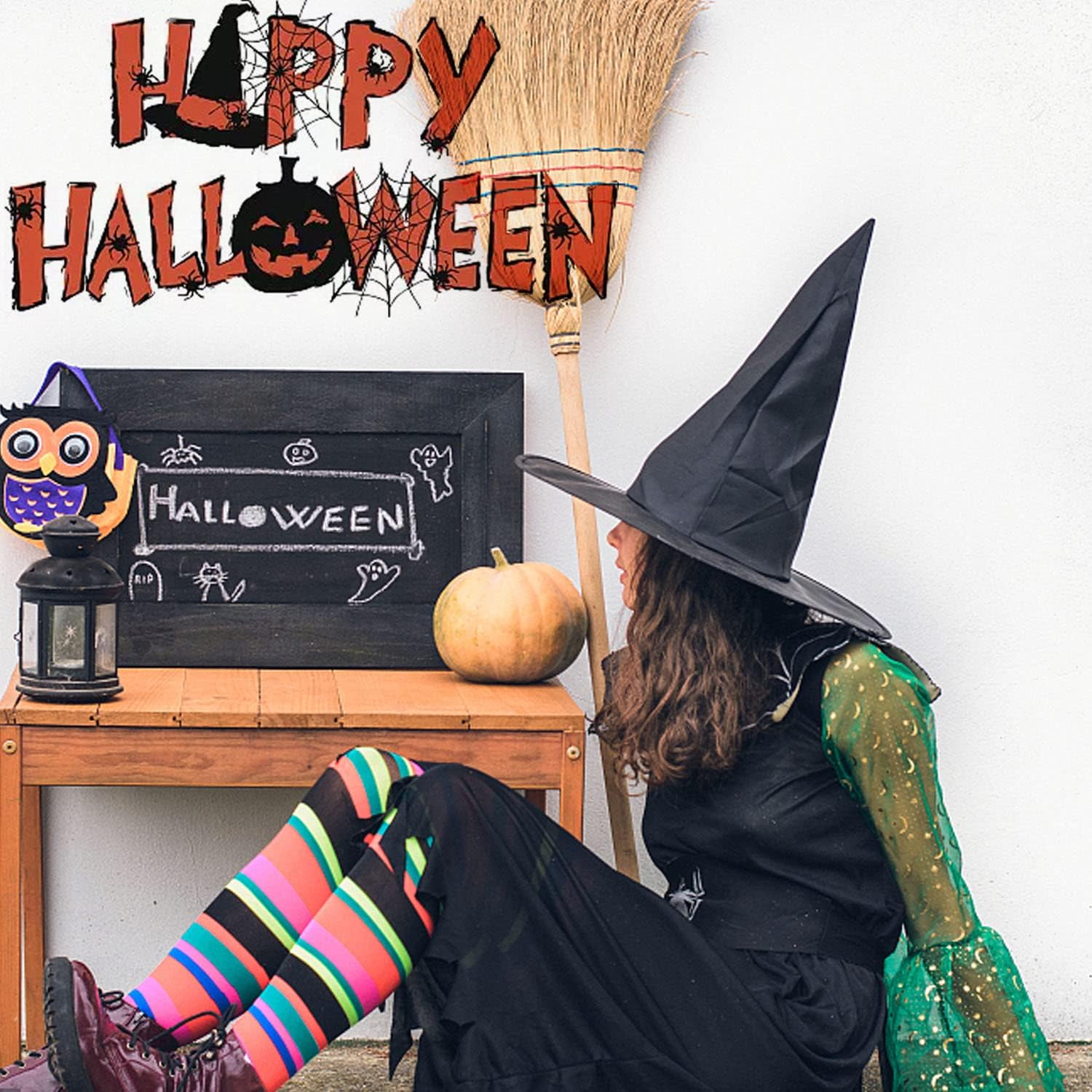 Halloween Witch Hat, 1 Pcs Black Witch Costume Accessory for Halloween Witch Cosplay Party Favor Holiday Decoration
