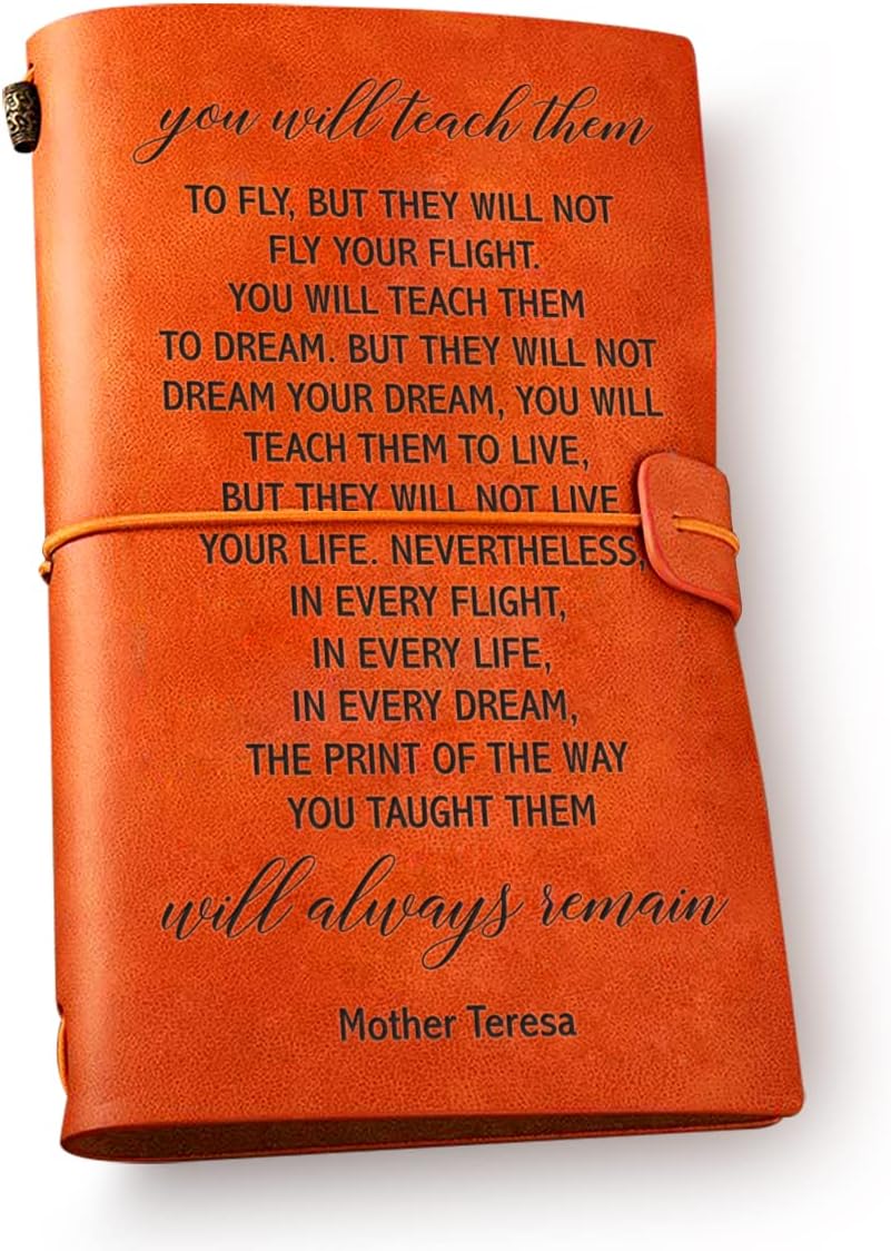 You will Teach Them to Fly – Diario de cuero grabado, diario de viaje inspirador en relieve, regalo para cumpleaños y Navidad