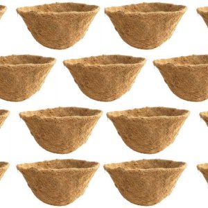Cesta colgante formada a mano de 16″ revestimiento de fibra de coco (C419L-15) con retenedor de agua, paquete de 15 forros Cesta colgante formada a mano de 16″ revestimiento de fibra de coco (C419L-15) con retenedor de agua, paquete de 15 forros