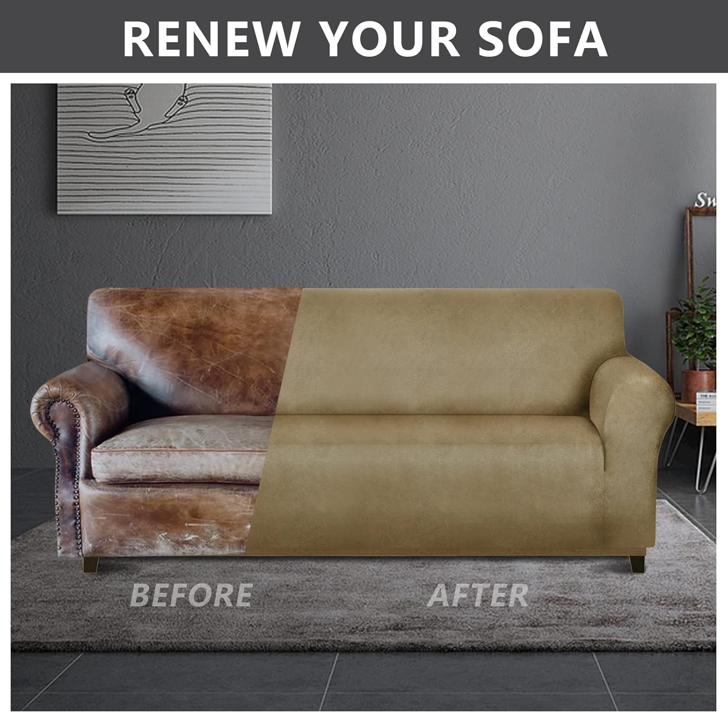 molasofa Fundas de sofá  Funda de sofá de cuero suave con calidad similar al cuero. Lavable, sin pelusas, antideslizante, de 1 pieza, para perros,