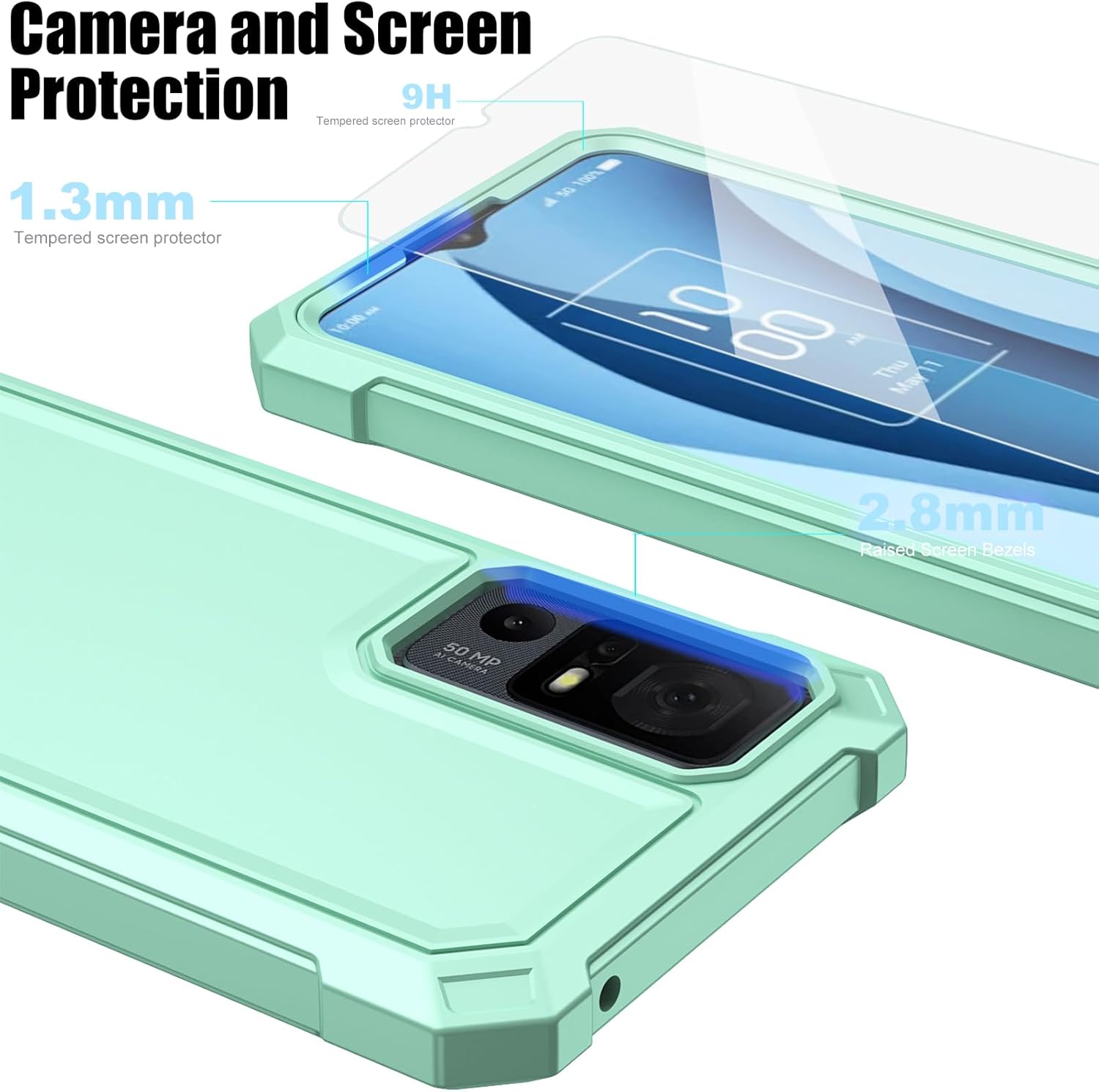 Ailiber Funda para TCL 40 X, TCL 40XE funda de teléfono de 6.56 pulgadas con protector de pantalla, protección de estructura de doble capa,