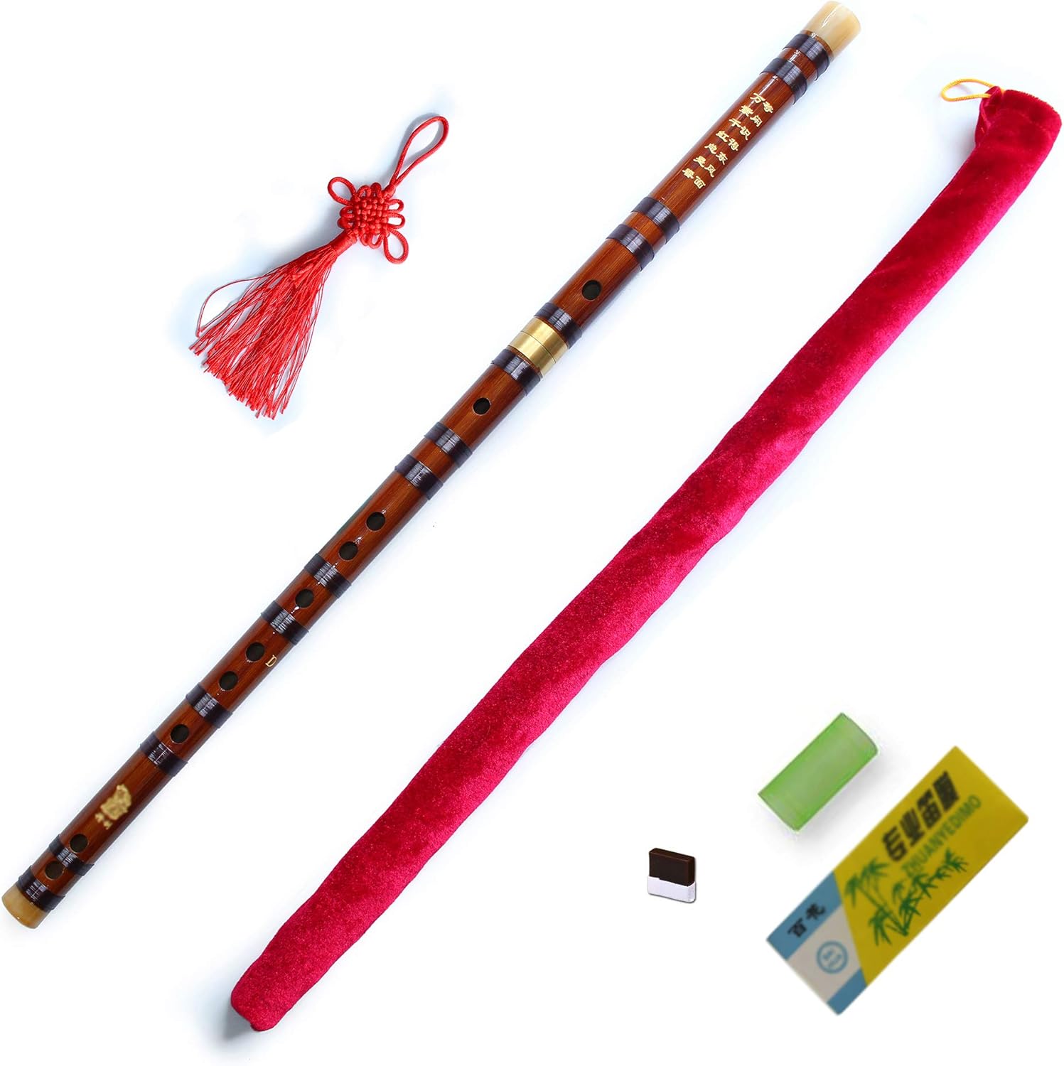 Flauta de bambú de estilo vintage Instrumento musical chino Dizi tradicional (clave D)
