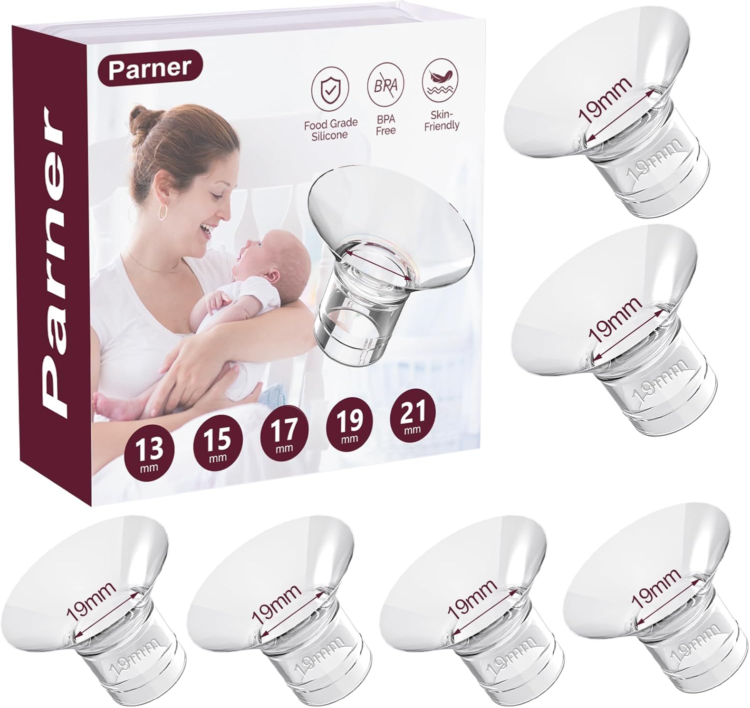 Insertos de brida de 0.748 in para Momcozy S9S9proS10S12S12proMedelaTsreteSpectraBellabababy, etc. Extractor de leche portátil de 0.945 in, reduce