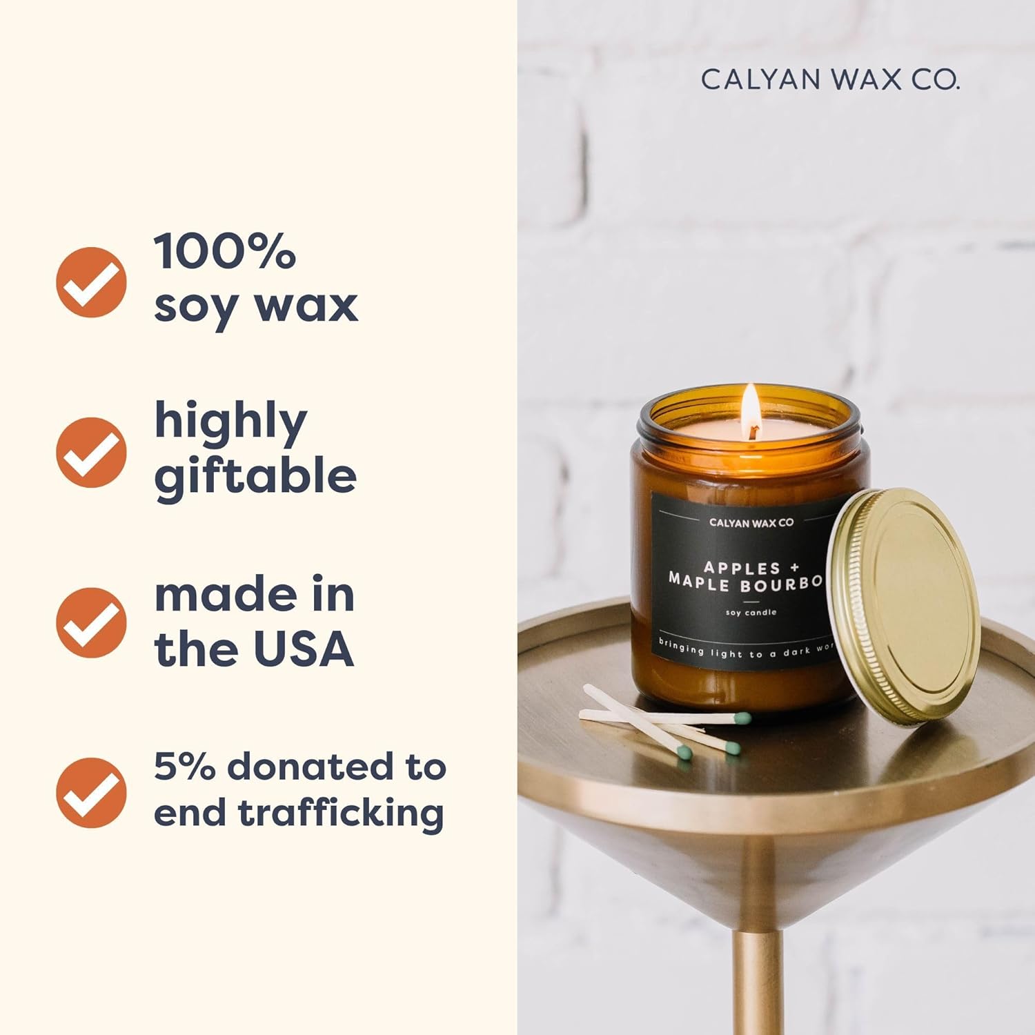 Calyan Wax Co. Vela de cera de soja, vela perfumada de limón + salvia, 57 horas de tiempo de combustión, velas de soja de aromaterapia, cera de soja