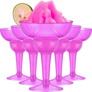 Tioncy 48 vasos desechables de margarita de plástico de 12 onzas, tazas de cóctel de neón, decoración de fiesta, vasos de martini transparentes a Tioncy 48 vasos desechables de margarita de plástico de 12 onzas, tazas de cóctel de neón, decoración de fiesta, vasos de martini transparentes a
