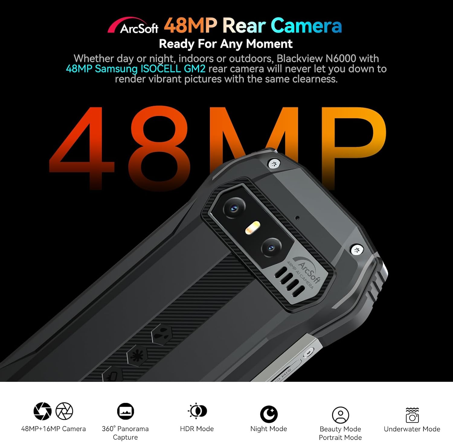 Blackview N6000 Smartphone resistente 2023, teléfono Android 13 pequeño de 4.3 pulgadas, 16 GB 256 GB Octa-core MTK Helio G99 6nm, cámara de 48 MP +