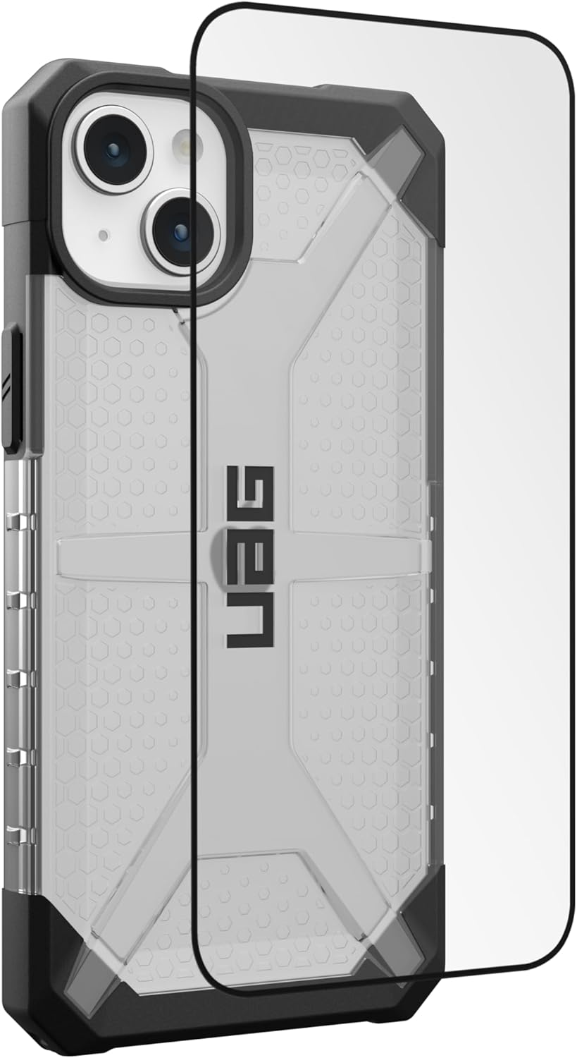 URBAN ARMOR GEAR UAG – Funda diseñada para iPhone 15 Plus de 6.7 pulgadas, paquete de hielo de plasma con protector de pantalla UAG Glass Shield