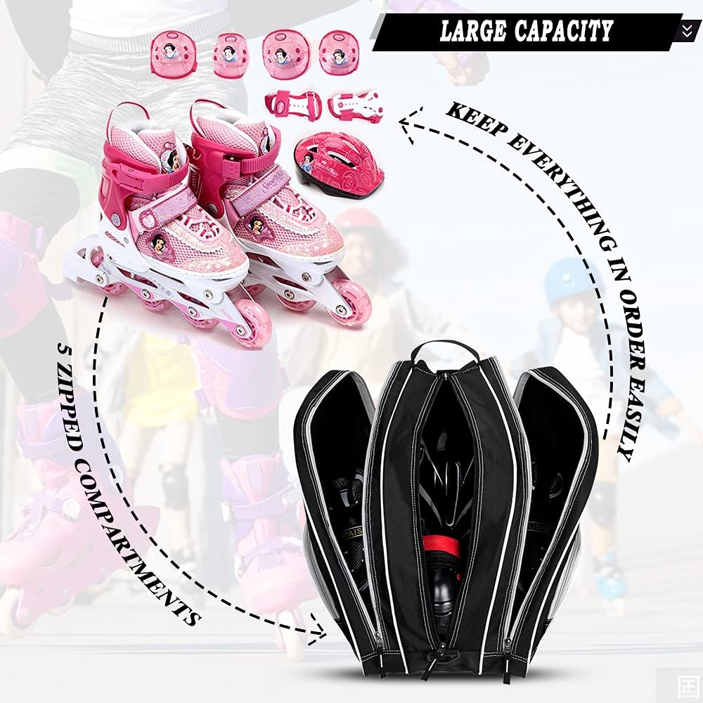 TOPOWN Bolsa de patines de hielo para hombres, bolsa de patines en línea para mujer, bolsa de patines de hielo negra de primera calidad, bolsa de