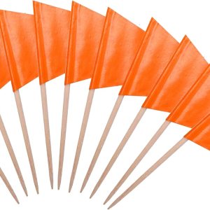 Banderas de color naranja sólido para cupcakes, mini palillo de dientes en triángulo naranja liso, decoración de color en blanco (100 unidades) Banderas de color naranja sólido para cupcakes, mini palillo de dientes en triángulo naranja liso, decoración de color en blanco (100 unidades)