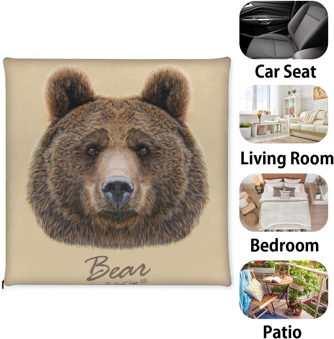 1 cojín para silla, cojín de espuma viscoelástica con diseño de oso de animal, almohadillas cuadradas extraíbles para silla de cocina, comedor,