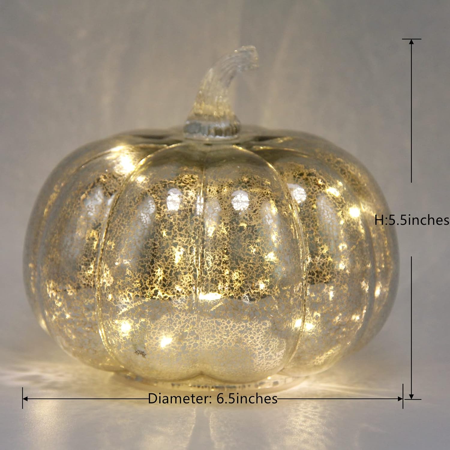 CFDECOR Luz de calabaza de cristal de mercurio con temporizador, con 10 luces de hadas en el interior, funciona con pilas, ideal para decoración de