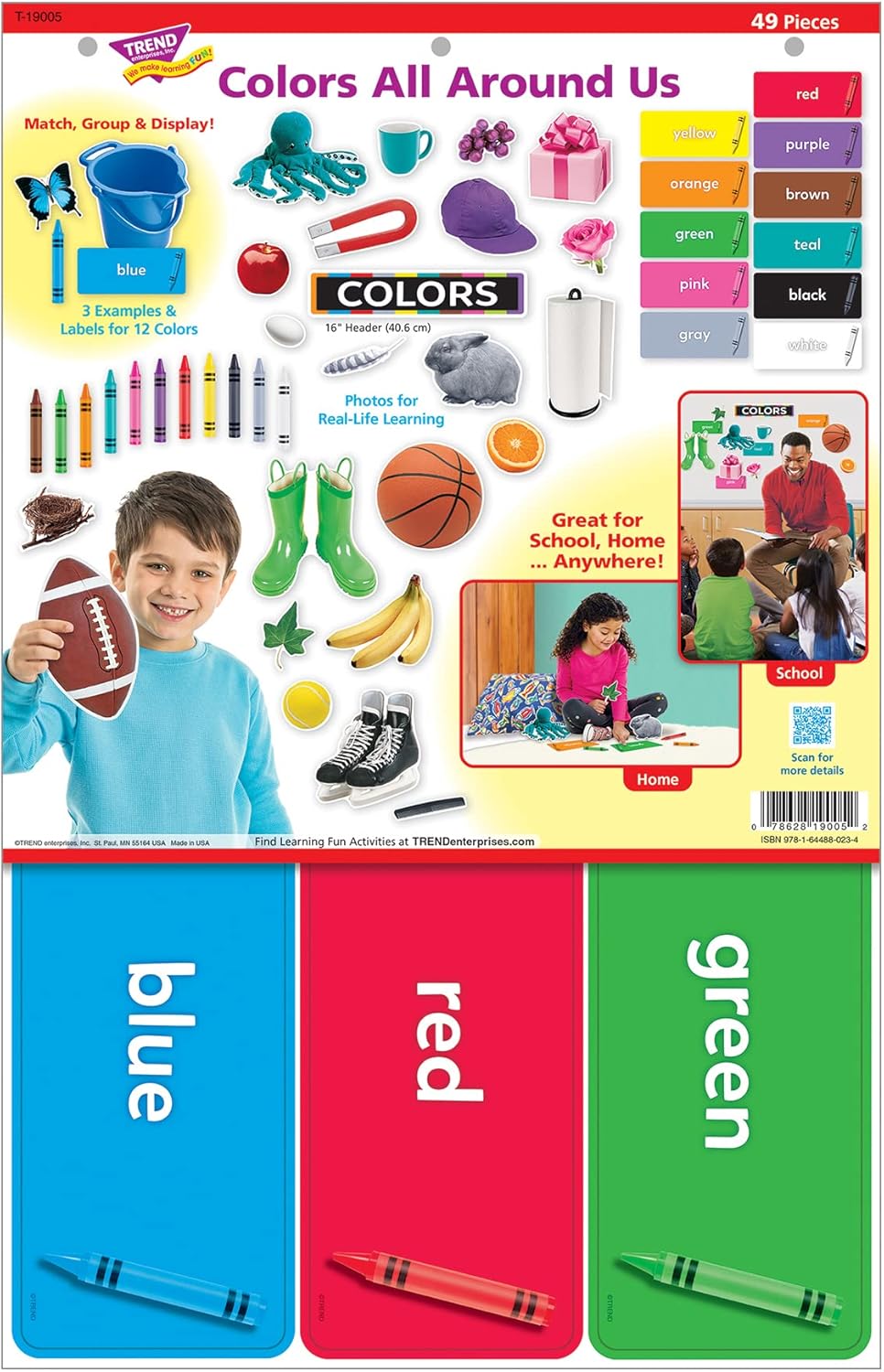 Colors All Around Us Learning Set, por TREND enterprises, Inc., Juego de aprendizaje de borrado en seco, edades 4-8